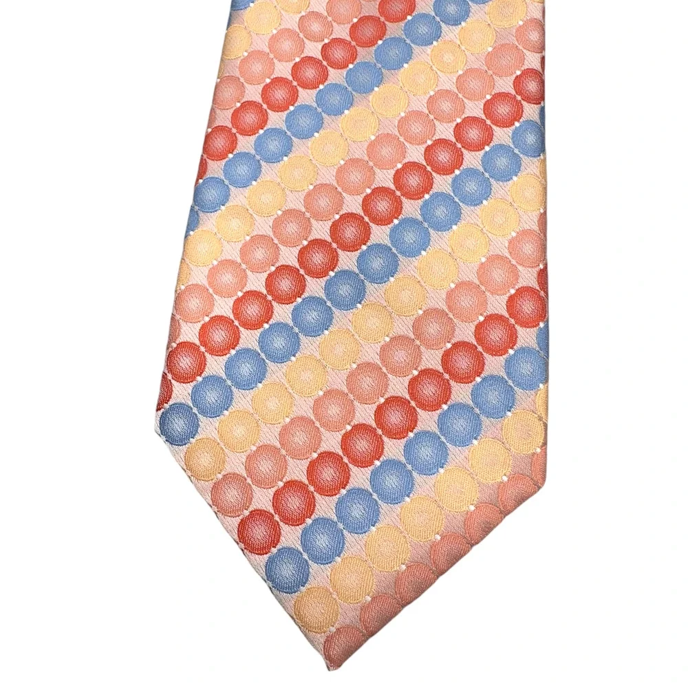 Geoffrey‎ Beene Vintage Dress Tie Bold Multi Geometric Circle Pattern 59